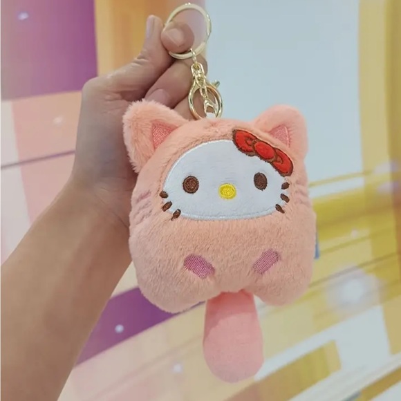 Hello Kitty Kuromi Doll Sanrio Anime Plush Stuffed Toy Ring Bag Backpack Charm - Picture 1 of 2